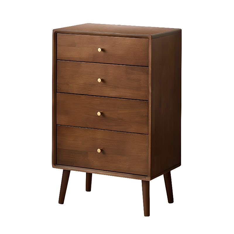 Casual Vertical Bleached Wood Lingerie Chest with 4 Drawers Sleeping Room, Nut-Brown, 24"L x 15"W x 37"H
