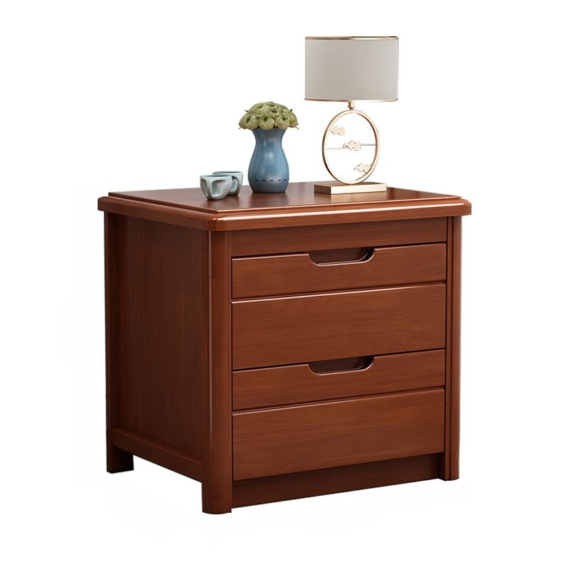 2 Tiers Trendy Natural Wood Nightstand With Drawer Storage, Medium Wood, 20"L x 16"W x 19"H