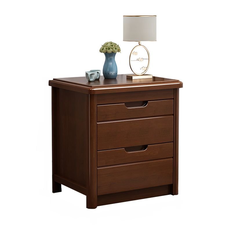 2 Tiers Postmodern Solid Wood Nightstand With Drawer Organization, Nut-Brown, 12"L x 16"W x 19"H