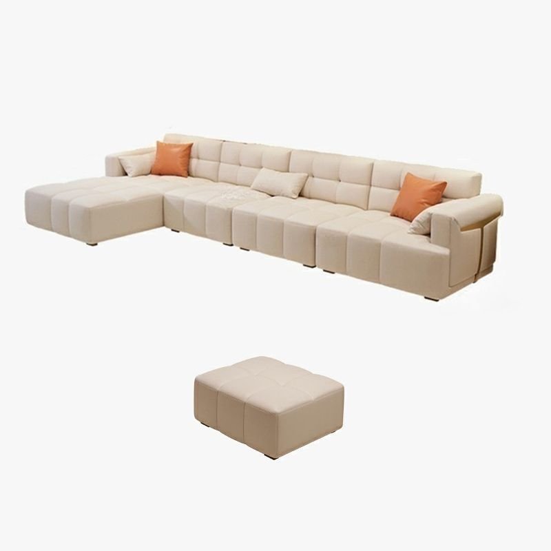 Tufted L-Shape Left Hand Facing Sofa Chaise with 5 Piece Set for Living Room, 142"L x 71"W x 32"H+35"L x 28"W x 17"H, Tech Cloth