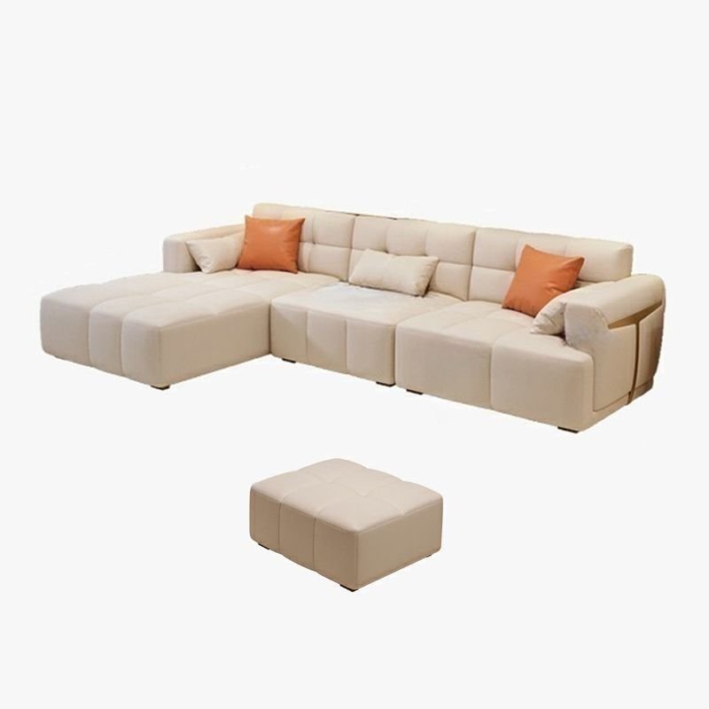 Tufted L-Shape Left Hand Facing Sofa Chaise with 4 Piece Set for Living Room, 118"L x 71"W x 32"H+35"L x 28"W x 17"H, Tech Cloth