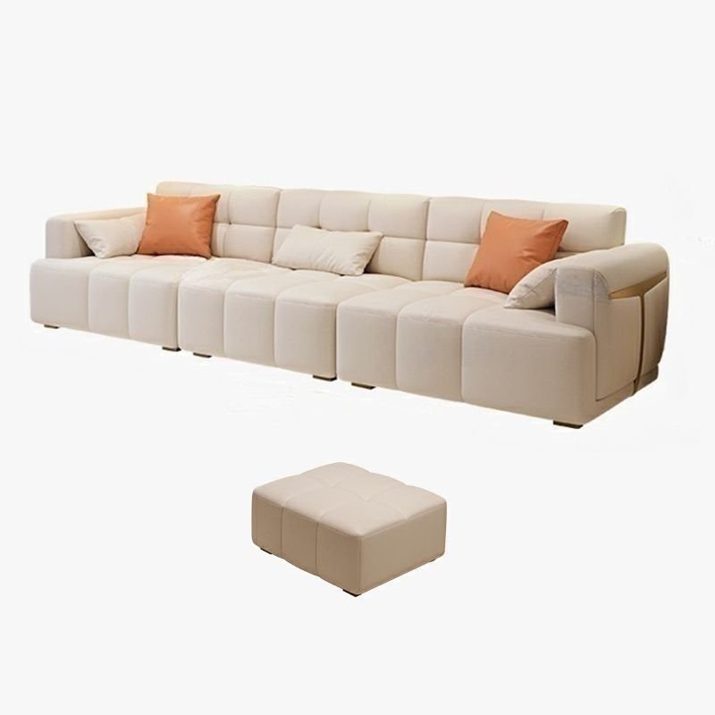 Seats 5 Tufted Sofa with Ottoman for Living Room, 130"L x 37"W x 32"H+35"L x 28"W x 17"H, Tech Cloth