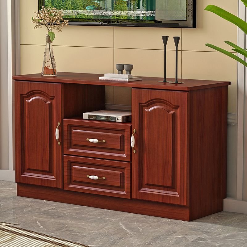 Crimson Rectangular TV Stand for Sitting Room with Gate Doors, 47"L x 16"W x 27.5"H