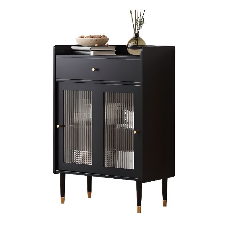 1 Shelf & Single Drawer Ink Plastic/Acrylic Narrow Sideboard with Compartment & Sliding Doors, 31"L x 16"W x 39"H