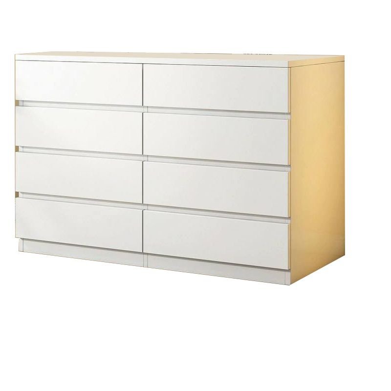 Casual Timber Chalk Double Dresser Horizontal with 8 Drawers for Sleeping Quarters, 47"L x 16"W x 37"H