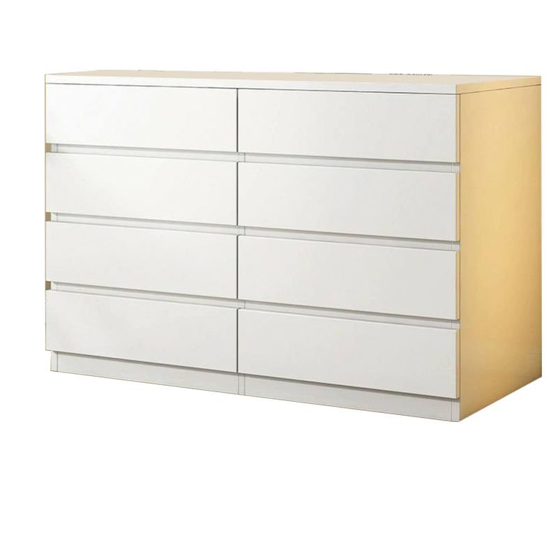 Art Deco Lumber White Console Dresser Horizontal with 8 Drawers for Sleeping Room, 55"L x 16"W x 37"H