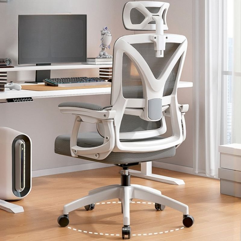 Adjustable Lumbar Support Studio Chairs with Reclining and Back Support, Grey, Tilt Unavailable, Linkage Arms, With Headrest