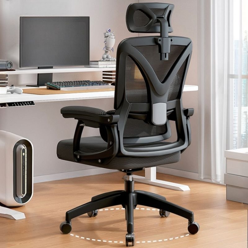 Adjustable Lumbar Support Studio Chairs with Reclining Feature and Back Support - Black Tilt Unavailable Linkage Arms With Headrest