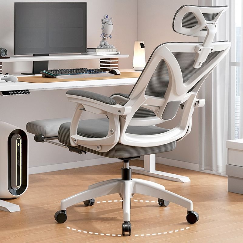 Adjustable Lumbar Support Studio Chairs with Reclining, Back Support, and Tilt Available, Grey, Linkage Arms, With Headrest