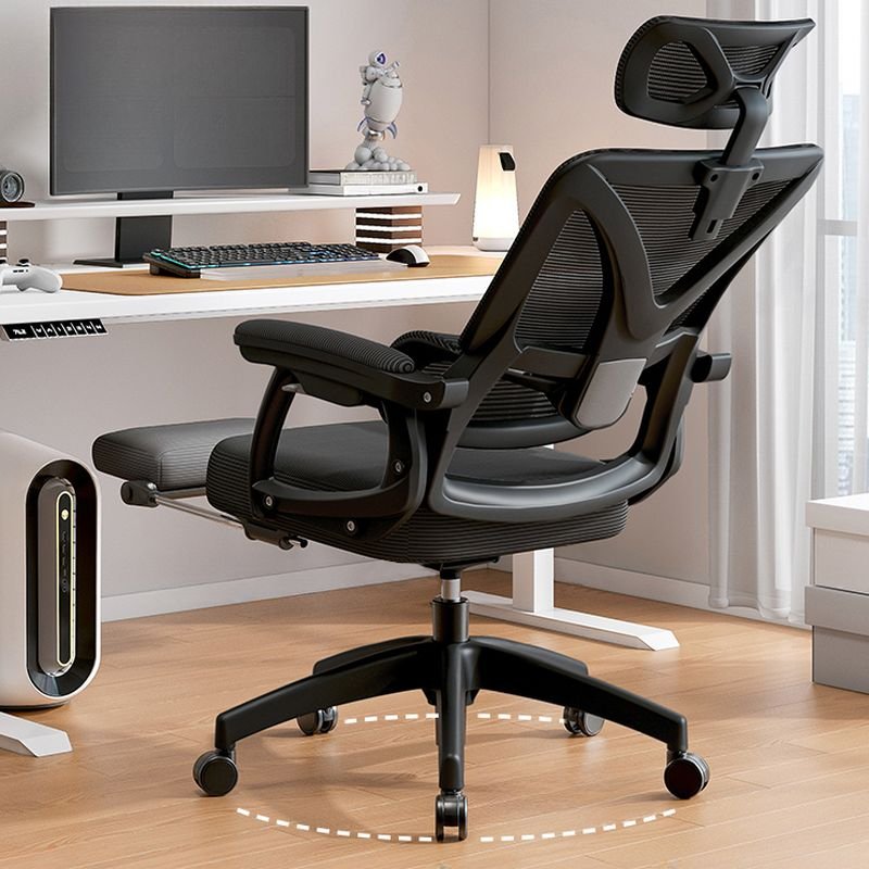 Adjustable Lumbar Support Studio Chairs with Reclining, Back Support, and Tilt Available, Black, Linkage Arms, With Headrest