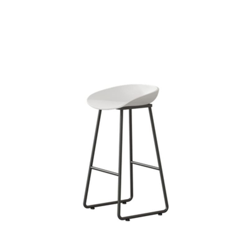 Simple Chalk Polymerized Material Barrel Bar Stools with Foot Support and Rear, White, Bar Stool(30"H)