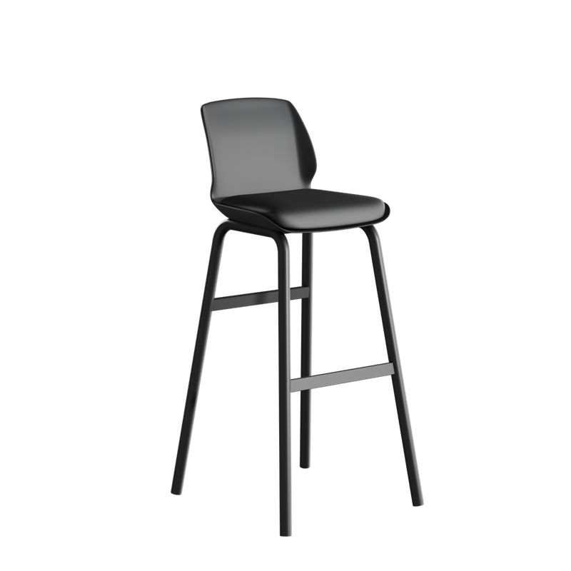 Simple Ink Parallelogram Rawhide Bar Stools with Backrest and Foot Support, Bar Stool(28"H), Black