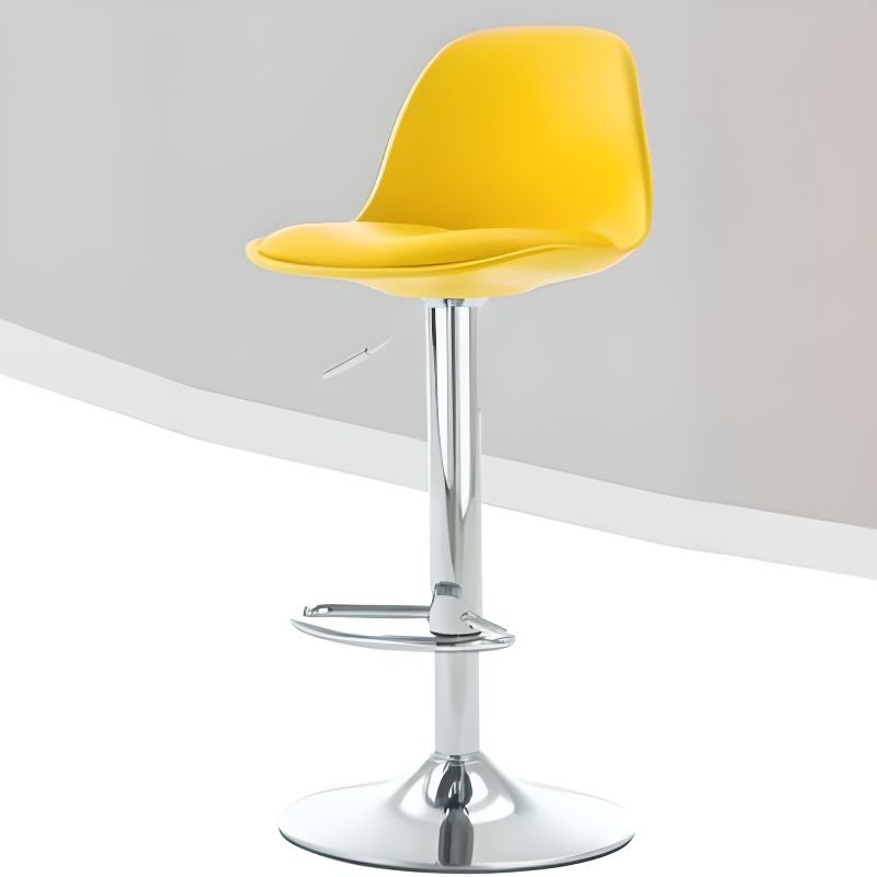 Butter Color Aerodynamic Pub Stool for Home Bar, Yellow, Silver