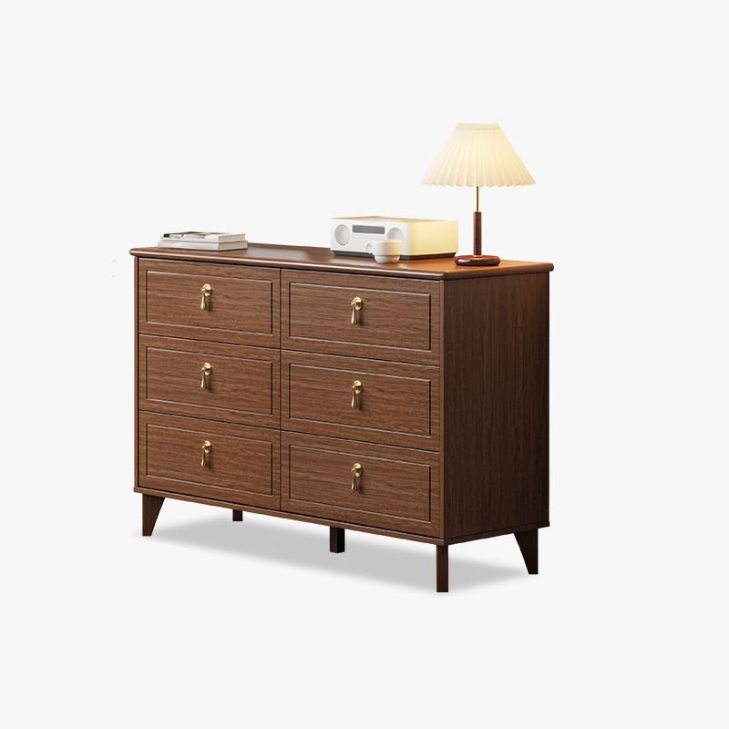 Art Deco Medium Wood Horizontal Reclaimed Wood Double Dresser with 6 Drawers Sleeping Quarters, 47"L x 16"W x 32"H