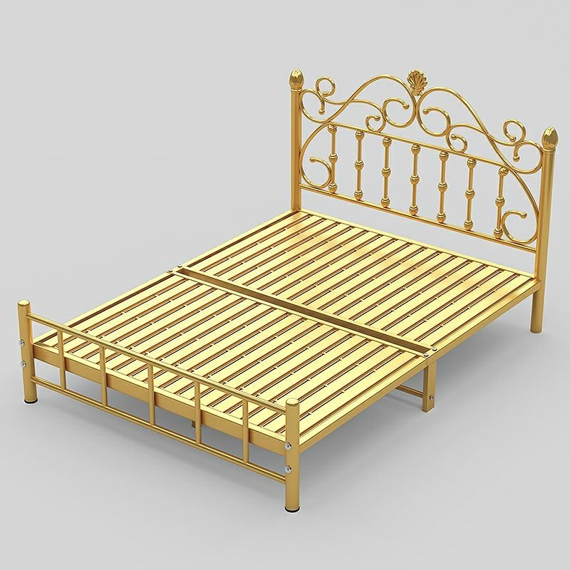 Brass Tool-Free Assembly Open-Frame Bed with Open-Frame, for Living Room, Low Tail, 47"W x 79"L