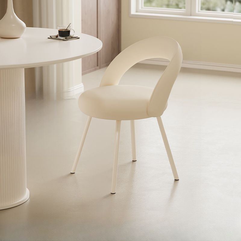 Dining Room Armless Chair with Foot Pads, Outlined Frame, and Sturdy Build, Off-White, Lint