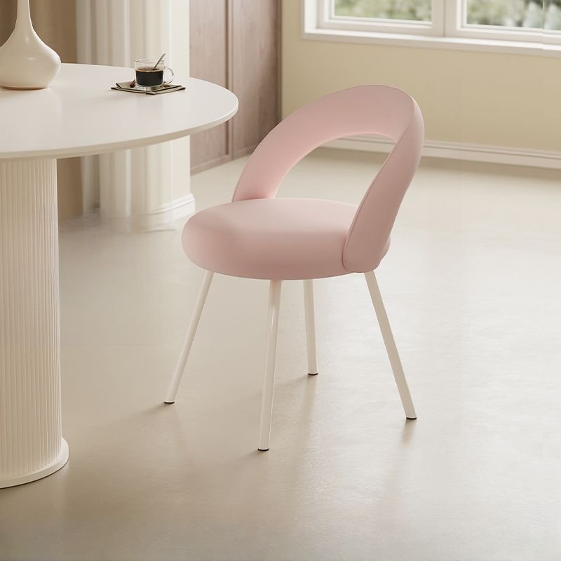 Dining Room Armless Chair with Foot Pads, Outlined Frame, and Sturdy Build, Pink, Lint