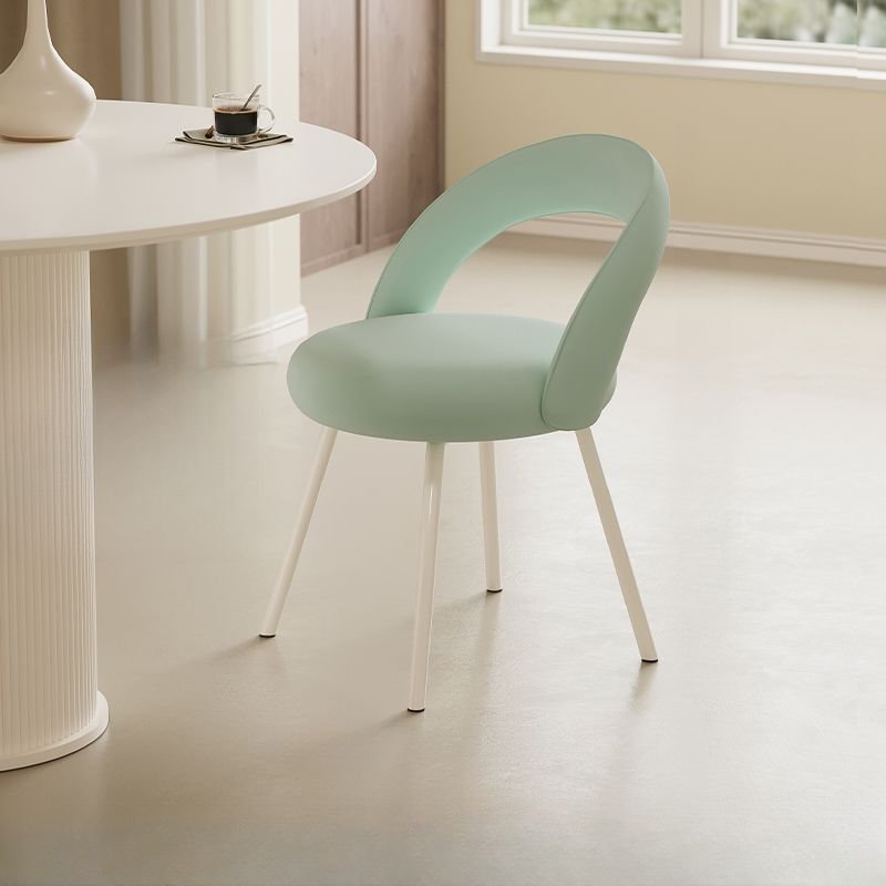 Dining Room Armless Chair with Foot Pads, Outlined Frame, and Sturdy Build, Green, Lint
