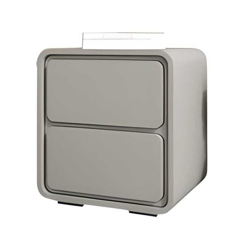 2 Tiers Stylish Vinyl Leather Nightstand With Drawer Storage, Premium Grey