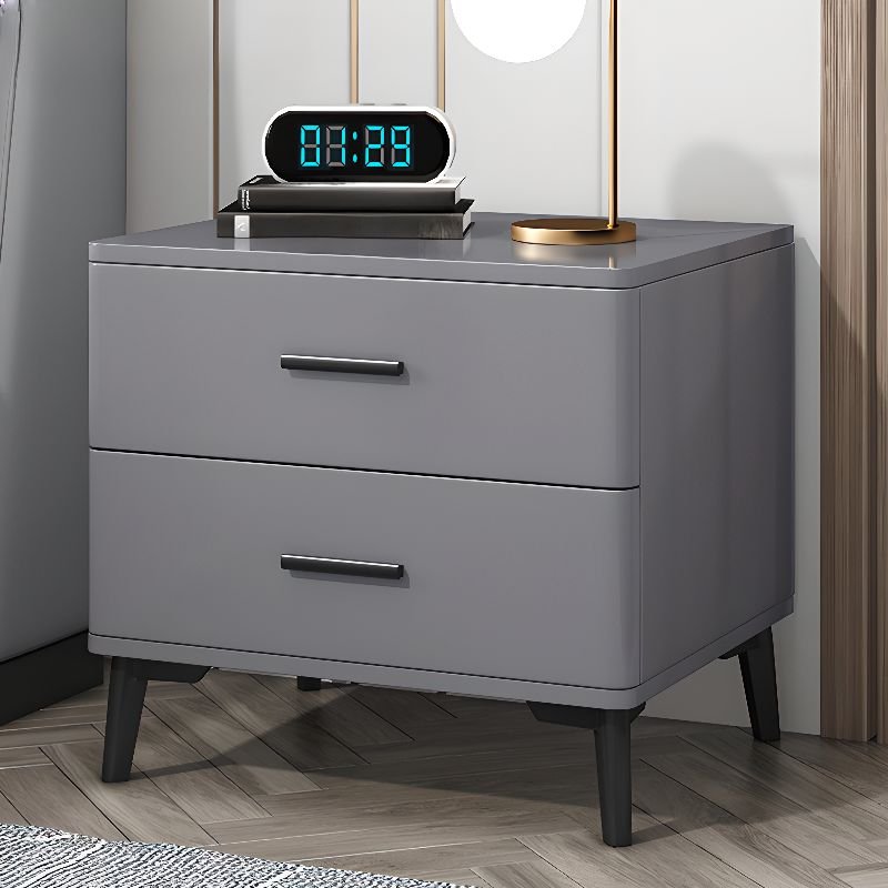 Trendy Timber Drawer Storage Bedside Table 2 Tiers, Light Gray, 16"L x 16"W x 18.5"H