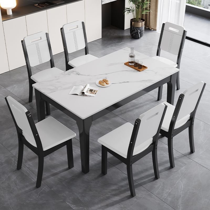 Simple Chalk Slate Rectangular Fixed Table Top Dining Table Set with 4 Legs, Table, 1 Piece, Not Available, 59.1"L x 35.4"W x 29.9"H