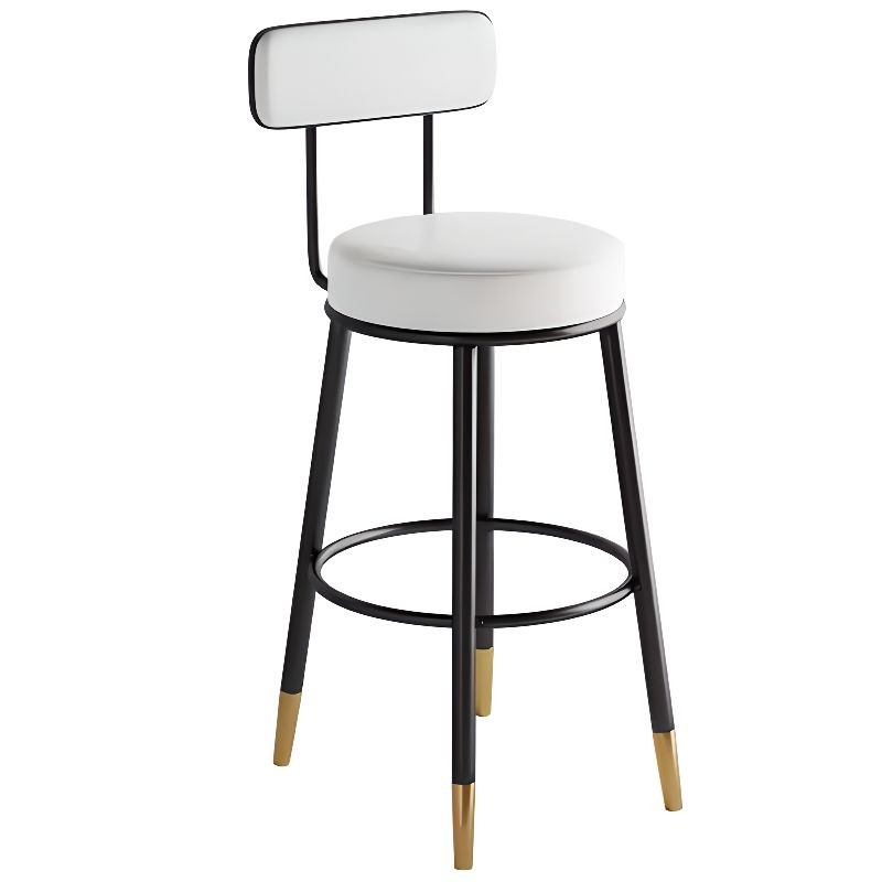 PU Upholstered Pub Stool in Chalk with Exposed Back for Pub, White, Counter Stool(26"H)