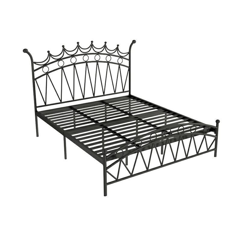 Art Deco Open-Frame Bed with Open-Frame Adjustable Headboard Bedroom, 47"W x 79"L, Tall, Black