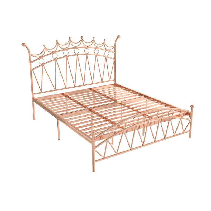 Art Deco Open-Frame Bed with Open-Frame Adjustable Headboard Bedroom, 71"W x 79"L, Tall, Rose Gold