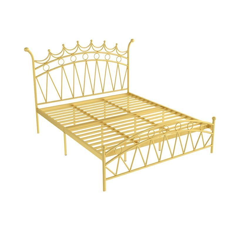 Art Deco Golden Open-Frame Bed with Open-Frame Adjustable Headboard Bedroom, 59"W x 79"L, Tall