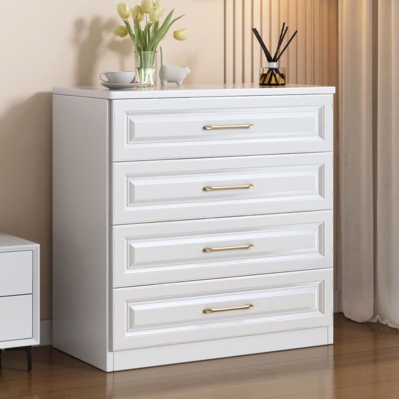 Casual White Raw Wood Vertical Bachelor Chest with 4 Drawers Master Bedroom, 24"L x 16"W x 35"H