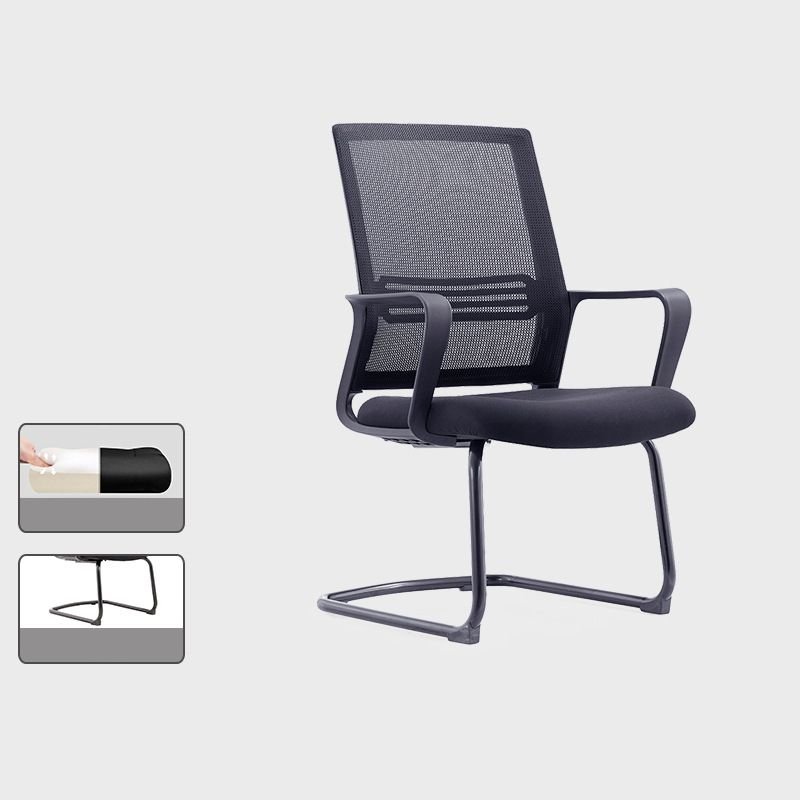 Minimalist Ergonomic Tilt Available Midnight Black Upholstered Office Furniture with Lumbar Support and Armrest, Casters Not Included, Without Headrest