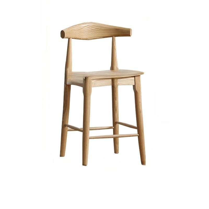 Wood Color Bar Stools in Lumber with Airy Back and Footrest, Natural, Short Stool(22"H), Non-Upholstered