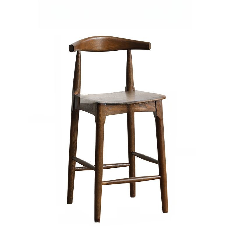 Auburn Pub Stool in Lumber with Footrest and Uncovered Back, Nut-Brown, Bar Stool(33"H), Non-Upholstered