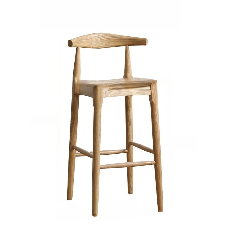 Wood Grain Bar Stools in Timber with Exposed Back and Footrest, Natural, Bar Stool(33"H), Non-Upholstered