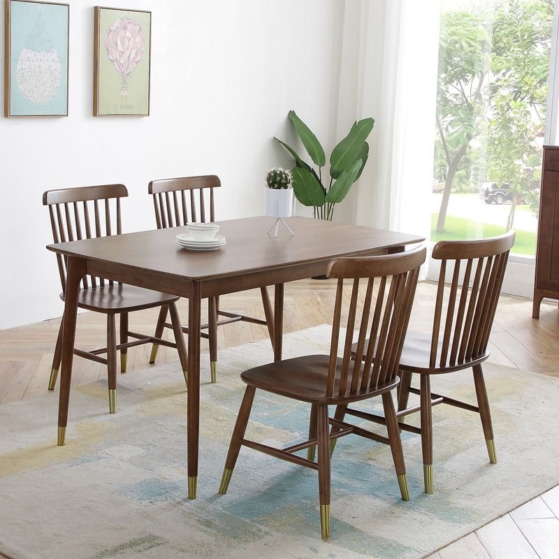Casual Rectangle Dining Table Set in Coffee Wood with a Natural Wood Tabletop and Legs, Table, 1 Piece, 59.1"L x 31.5"W x 29.5"H, Not Available