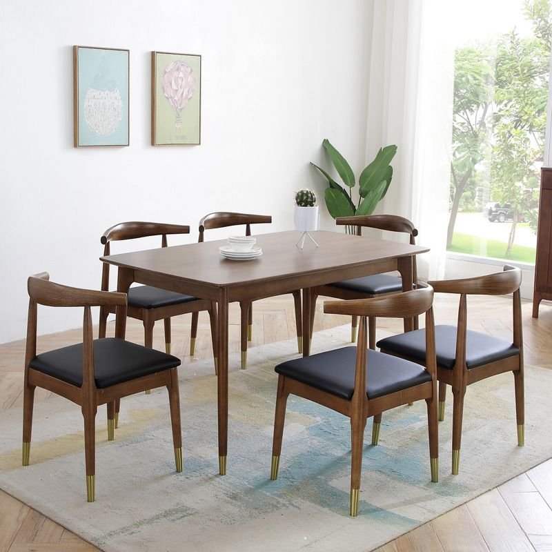 Art Deco 2-piece Upholstered Dining Table Set in Brown Wood with Open Back for 2, Upholstered Chair(s), Not Available, Chair(s)