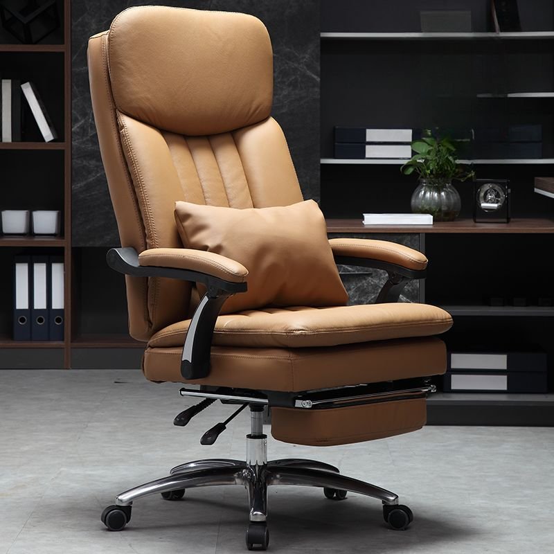 Ergonomic Hideskin Office Chairs in Sepia with Armrest, Leg Rest, Swivel Wheels and Adjustable Back Angle, Khaki, Tech Cloth