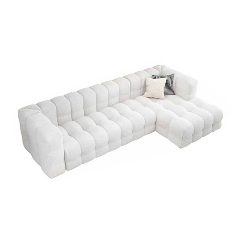 Beige L-Shape Scandinavian Sofa Chaise with Wooden Frame for Stylish Furniture - Tech Cloth Right