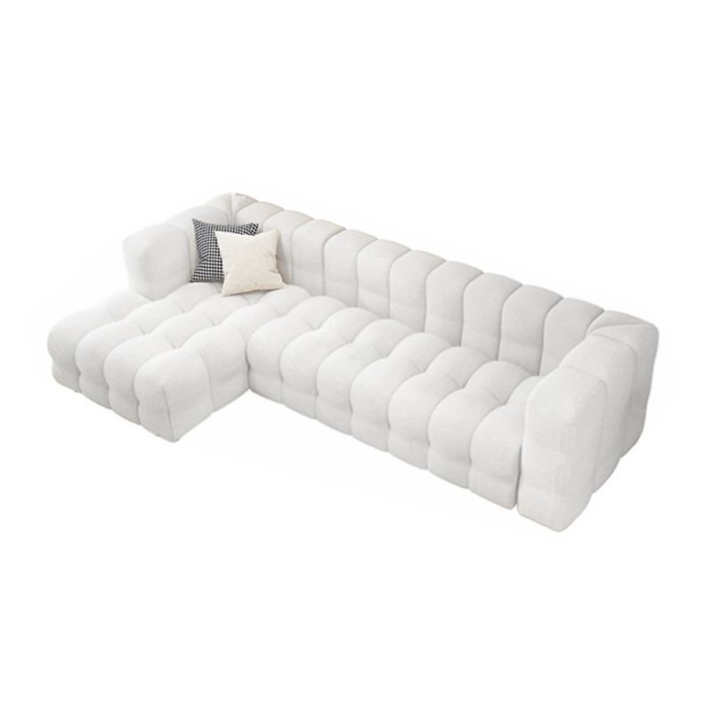 Beige L-Shape Scandinavian Sofa Chaise with Wooden Frame for Stylish Furniture - Tech Cloth Left