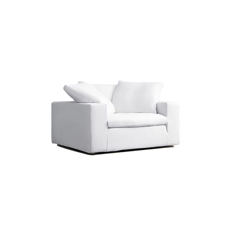 1-Seater White Straight Horizontal Sofa with Concealed Support, 48"L x 40"W x 23"H, Cotton and Linen