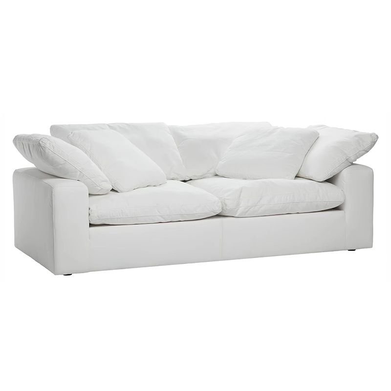 2 Person Chalk Straight Horizontal Sofa Couch with Concealed Support, 80"L x 40"W x 23"H, Cotton and Linen