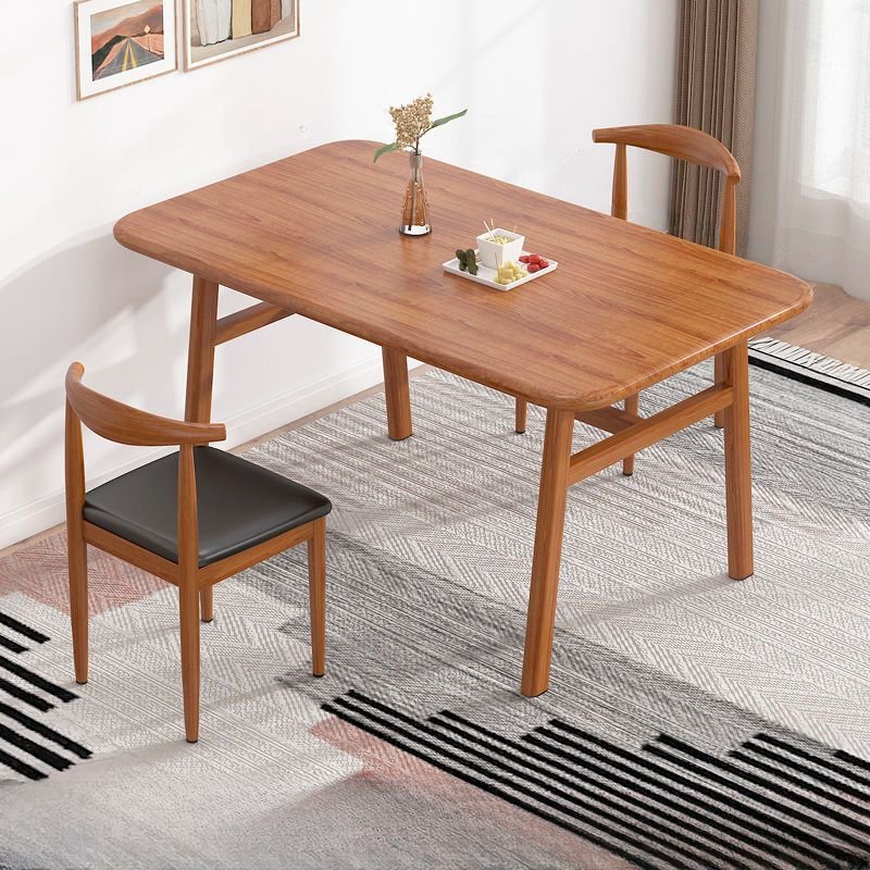 3 Piece Set Rectangular Sepia Composite Wood Top Dining Table Set with 4 Legs and Open Back Upholstered Chair, Table & Chair(s), Nut-Brown, 47.2"L x 23.6"W x 29.5"H