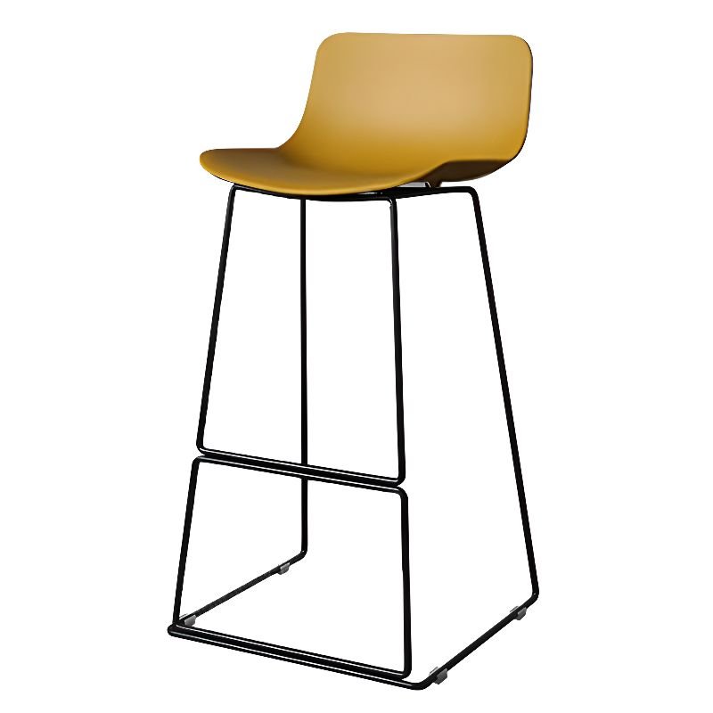 Simple Butter Color Polymerized Material Pail Bar Stools with Rear and Foot Platform, Bar Stool(30"H), Black, Yellow