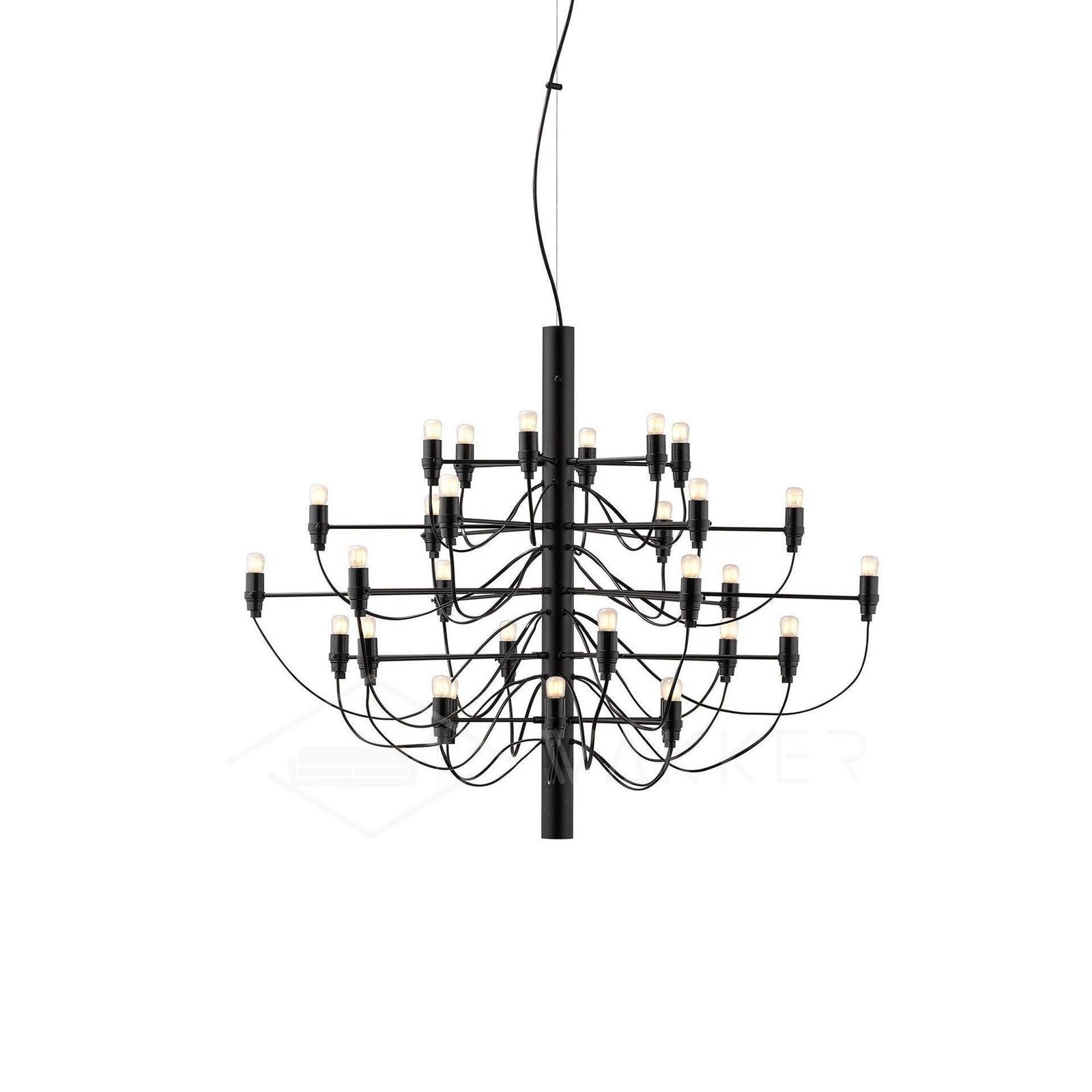 Black 2097 Suspension Lamp with 30 Heads: Diameter 31.5 inches x Height 23.6 inches, or Diameter 80cm x Height 60cm