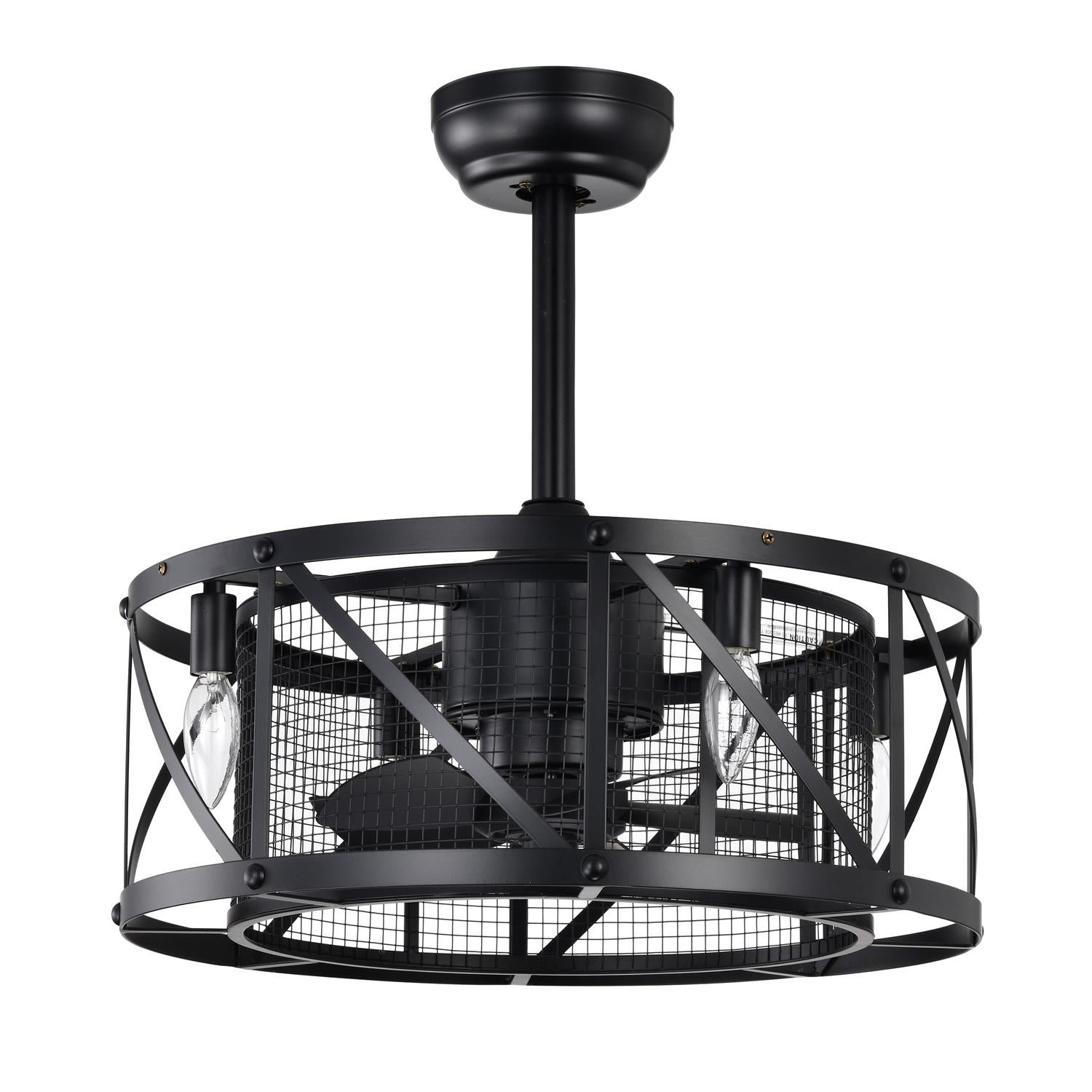 20-Inch Godi Ceiling Fan Light with Remote Control, Dimensions: 19.8-Inch Diameter x 15-Inch Height (50.2cm x 38.1cm), Color: Matte Black, Voltage: 120V