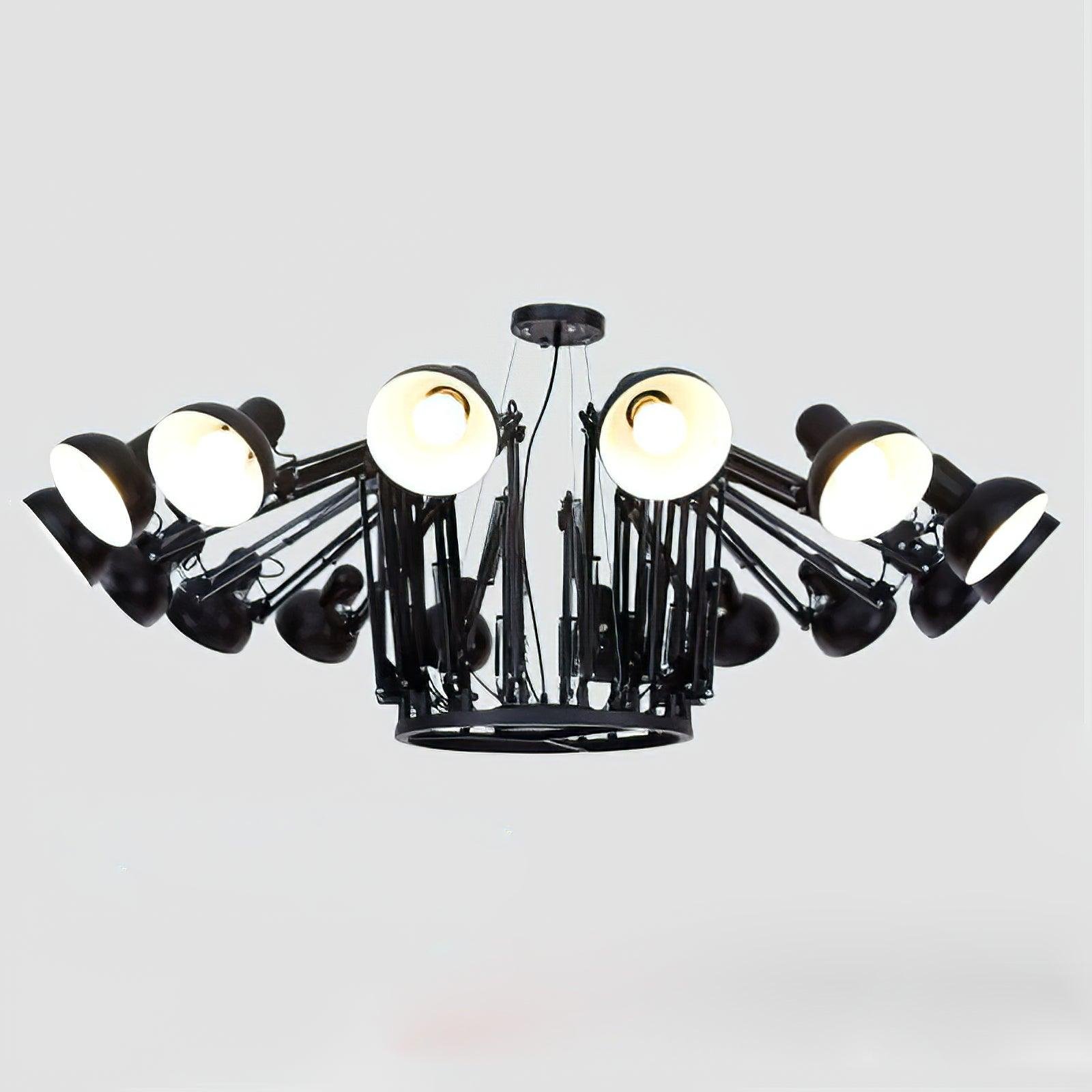 16-head Dear Ingo Chandeliers: Diameter 82 inches, Height 15.7 inches, or Diameter 208cm, Height 40cm, in Black.