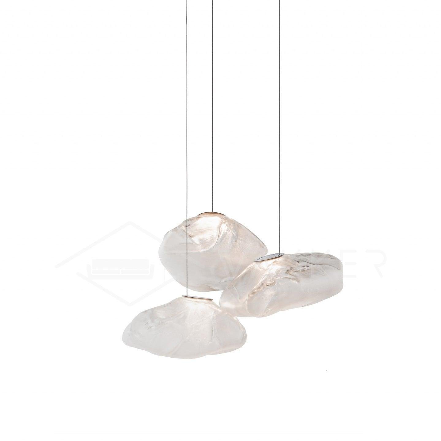 Modern Pendant Light with 3 Transparent Glass Heads, 20cm Diameter, and Round Canopy Design