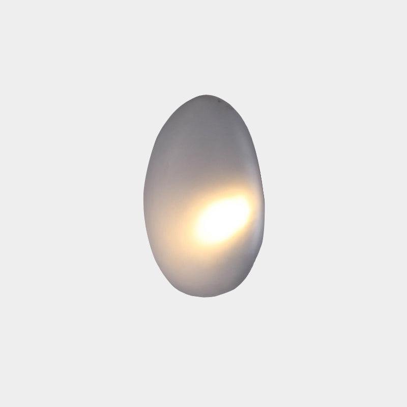 Pebble Wall Lamp Model A in Smoky Gray with Cool Light: Diameter 8.6″ x Height 13.7″ (22cm x 35cm)