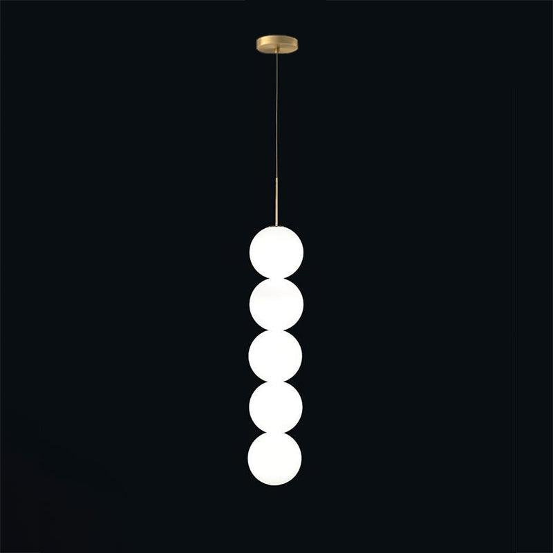 Abacus Pendant Light with 1 Head, Diameter 3.9 inches and Height 23.6 inches (10cm x 60cm), Gold and White with Cool White Light