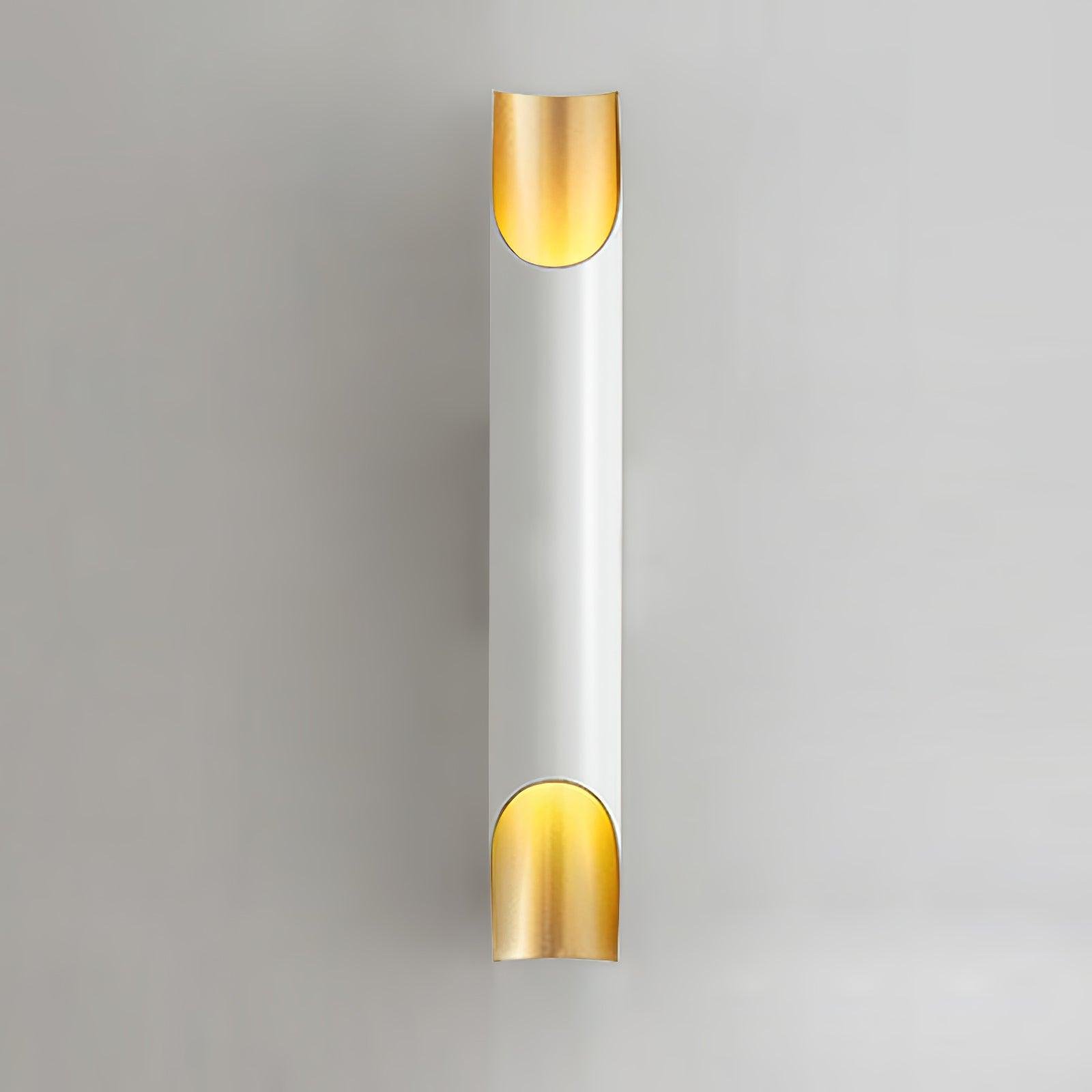 Set of 2 Abigali Straight Wall Lamps in White and Gold with a Size of 2.7 Inches in Diameter and 15.7 Inches in Height (6cm x 40cm)